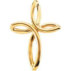 14K Yellow Gold Marquise Cross Pendant (Electro)yellow 