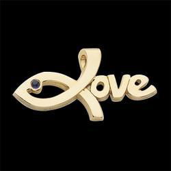14K White Gold Love Pendant With Sapphirewhite 