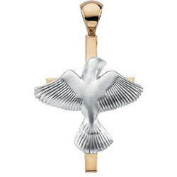 14K Two Tone Gold Dove & Cross Pendanttwo 