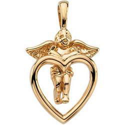 14K Yellow Gold Heart & Angel Pendantyellow 