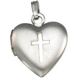 Sterling Silver Heart Locket With Crosssterling 