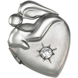 Sterling Silver Mother's Devotion Cubic Zirconia Heart Locketsterling 