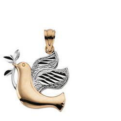 14K Two Tone Gold Peace Dove Pendanttwo 