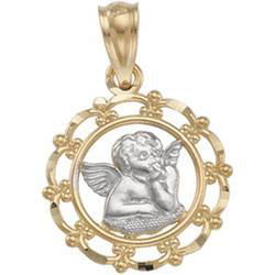 14K Two Tone Gold Cherub In Frametwo 