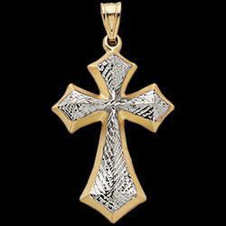 14K Two Tone Gold Hollow Cross Pendanttwo 