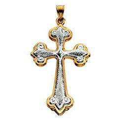 14K Two Tone Gold Hollow Cross Pendanttwo 