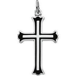 Sterling Silver Cross With Blue Enamelsterling 