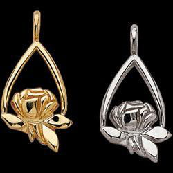 Sterling Silver Memorial Tear Rose Pendantsterling 