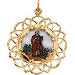 10K Yellow Gold St. Jude Framed Enamel Pendantyellow 