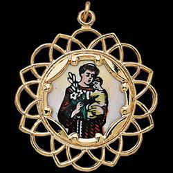10K Yellow Gold St. Anthony Framed Enamel Pendantyellow 