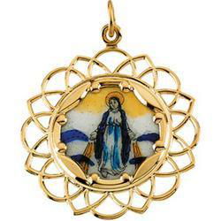 10K Yellow Gold Milagrosa Framed Enamel Pendantyellow 