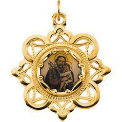10K Yellow Gold St. Joseph Framed Enamel Pendantyellow 
