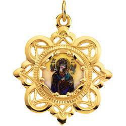 10K Yellow Gold Perpetual Help Framed Enamel Pendantyellow 