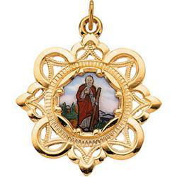 10K Yellow Gold St. Jude Framed Enamel Pendantyellow 