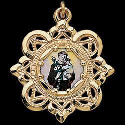 10K Yellow Gold St. Anthony Framed Enamel Pendantyellow 