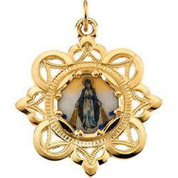 10K Yellow Gold Milagrosa Framed Enamel Pendantyellow 