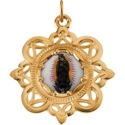 10K Yellow Gold Our Lady Of Guadeloupe Enamel Pendantyellow 