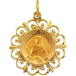 14K Yellow Gold Round St Peter Pendant Medalyellow 