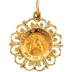 14K Yellow Gold Round Perpetual Help Pendant Medalyellow 