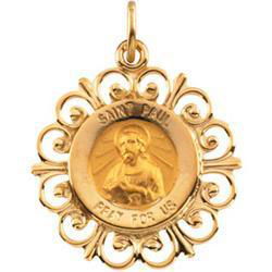14K Yellow Gold Round St Paul Pendant Medalyellow 