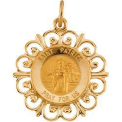 14K Yellow Gold Round St Patrick Pendant Medalyellow 
