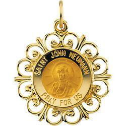 14K Yellow Gold Round St John Neuman Pendant Medalyellow 
