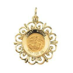 14K Yellow Gold Round St Michael Pendant Medalyellow 