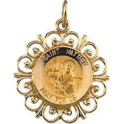 14K Yellow Gold Round St Matthew Pendant Medalyellow 