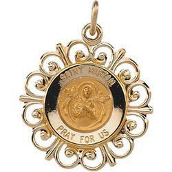 14K Yellow Gold Round St Martin Pendant Medalyellow 
