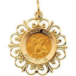 14K Yellow Gold Round St Mark Pendant Medalyellow 