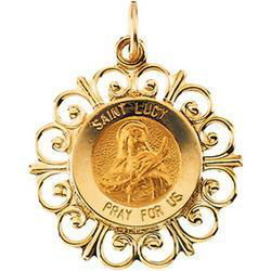 14K Yellow Gold Round St Lucy Pendant Medalyellow 