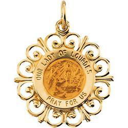 14K Yellow Gold Round Our Lady Of Lourdes Pendant Medalyellow 