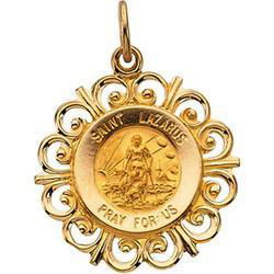 14K Yellow Gold Round St Lazarus Pendant Medalyellow 
