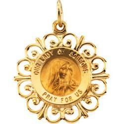 14K Yellow Gold Round Our Lady Of Sorrows Pendant Medalyellow 