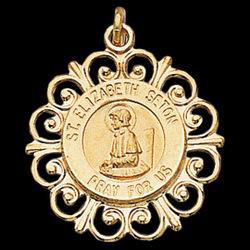 14K Yellow Gold Round Mother Seton Pendant Medalyellow 