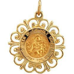 14K Yellow Gold Round Scapular Pendant Medalyellow 