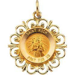 14K Yellow Gold Round St Roch Pendant Medalyellow 