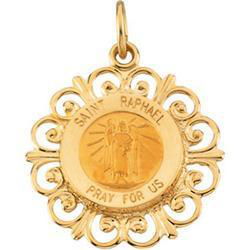 14K Yellow Gold Round St Raphael Pendant Medalyellow 