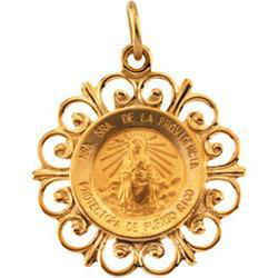 14K Yellow Gold Round Lady Of Providencia Pendant Medalyellow 