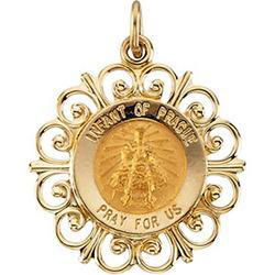 14K Yellow Gold Round Infant Of Prague Pendant Medalyellow 