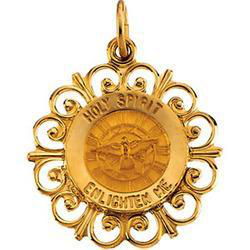 14K Yellow Gold Round Holy Spirit Pendant Medalyellow 