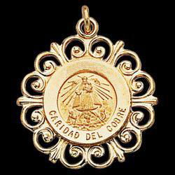 14K Yellow Gold Round Caridad Del Cobre Pendant Medalyellow 