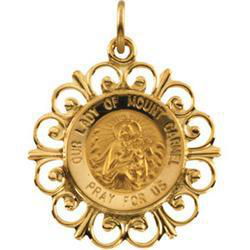 14K Yellow Gold Round Mount Carmel Pendant Medalyellow 