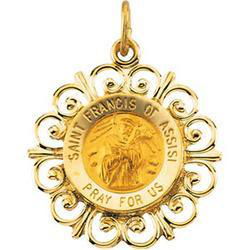 14K Yellow Gold Round St Francis Of Assisi Pendant Medalyellow 
