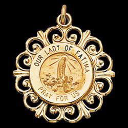 14K Yellow Gold Round Our Lady Of Fatima Pendant Medalyellow 