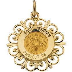 14K Yellow Gold Round St Florian Pendant Medalyellow 