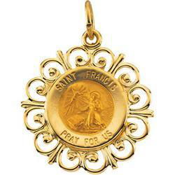 14K Yellow Gold Round St Francis Pendant Medalyellow 