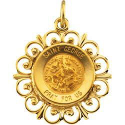 14K Yellow Gold Round St George Pendant Medalyellow 