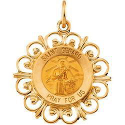 14K Yellow Gold Round St Gerard Pendant Medalyellow 