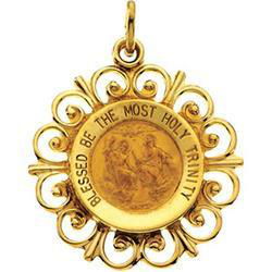 14K Yellow Gold Round Holy Trinity Pendant Medalyellow 